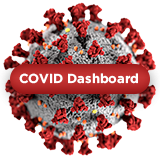 Covid germ with the words COVID Dashboard on it
